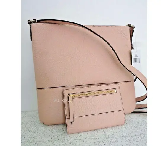 Kate Spade 2 Pc Bay Street Cora & Tellie Warm Vellum Leather Crossbody & Wallet Pink