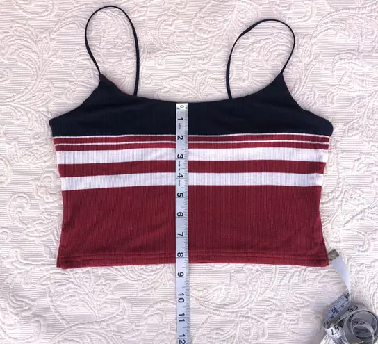 PacSun Basics Red/White/Blue Striped Ribbed Spaghetti Strap Crop Tank Top