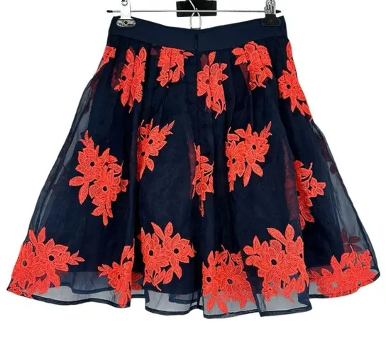 Maeve Navy Coral Floral Appliqué Circle Skirt size 0
