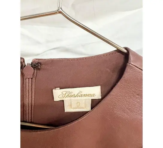Shoshanna Bristol Faux-Leather Ruffle-Hem Mini Dress Mocha Brown Women's Size 0