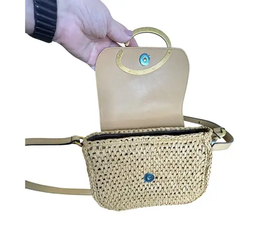 Oscar de la Renta NWT Oath Crochet Raffia Crossbody in Natural