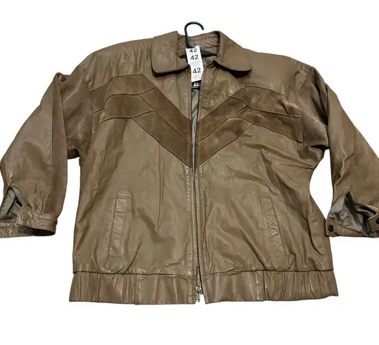 Comint Genuine Leather Suede Mix Bomber Jacket Mens Size Medium Brown Vintage