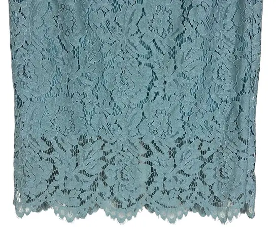 NWT Lulus Womens L Sage Green Lace Pencil Skirt Knee Length Bodycon Career Blue Size L