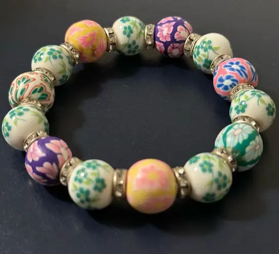 Antique Venetian Lampwork
Decorated Fancy Big Beads Tutti Frutti Murano Bracelet