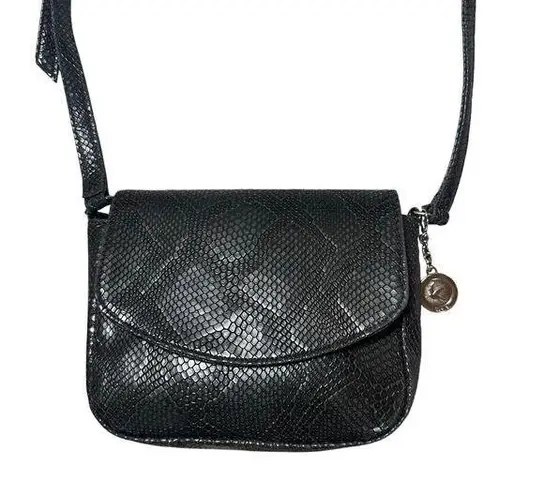 Svala The Tashi Crossbody in Black Embossed Faux Snakeskin