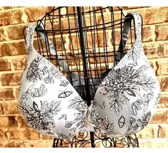 Cacique  Bra 44G Blue Butterflies Floral Lightly Lined Full Coverage Unde…