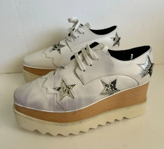 Stella McCartney Elyse White Star Platform Shoes New with Flaw