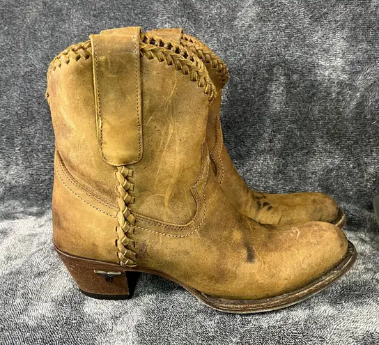 Lane Plain Jane PJ Womens Cowboy Bootie 6 Brown Leather Cowgirl Boots