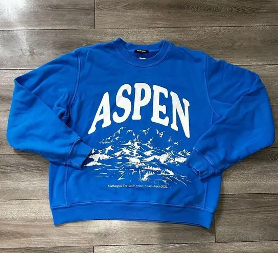 Madhappy RARE  Aspen Exclusive Drop FleecE Blue Crewneck Sweatshirt Size M Preppy