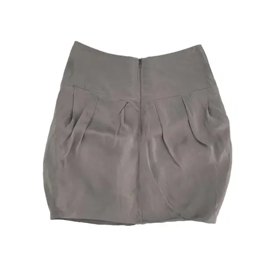 Pink Tartan 100% Silk Skirt Silver Gray Pleated Mini Preppy Office Siren Size 4