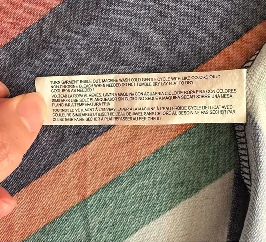 Eloquii Printed Fit and Flare Dress Rainbow Stripe Mock Neck Stretch | 16