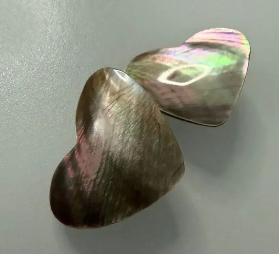 Mother of Pearl Heart Statement Clip On Earrings Pink