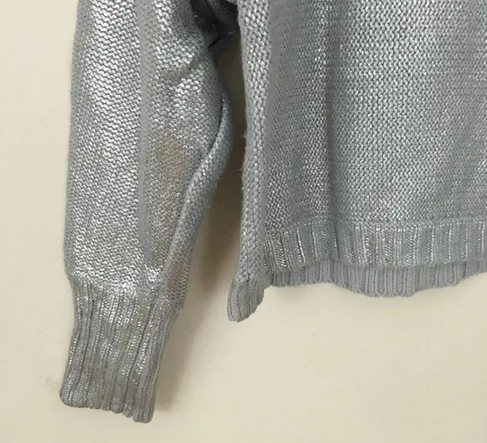 BCBGMAXAZRIA Silver Metallic Camille Knit Sweater