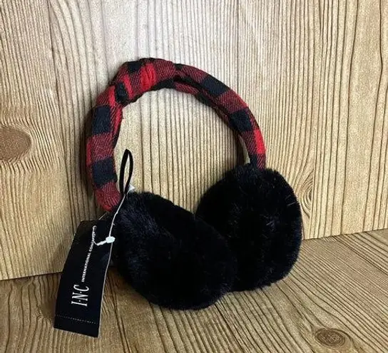 INC International Concepts black and red ear muffs warmers