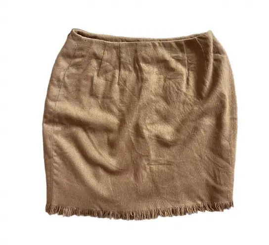Vintage KGR Wool Blend Wrap Mini Skirt Tan Size 14