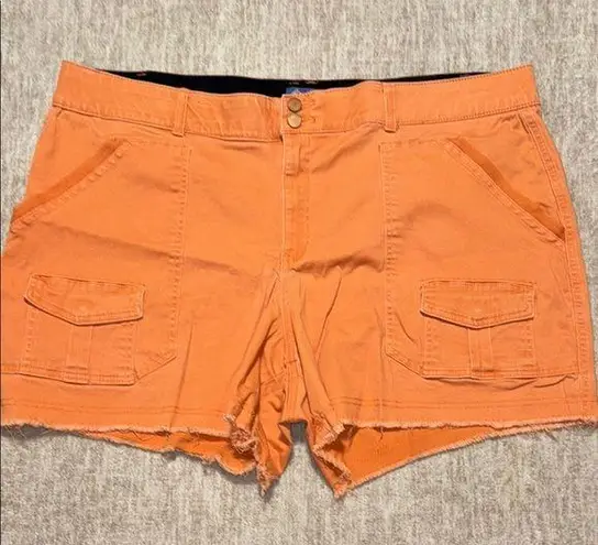 Democracy 24W "Ab"solution orange cut off shorts plus size