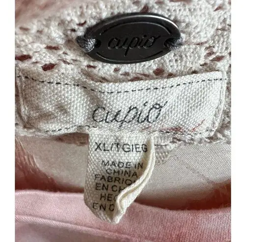 cupio Women's Blush Pink Short Sleeve Cuffed Sleeves Blouse XL