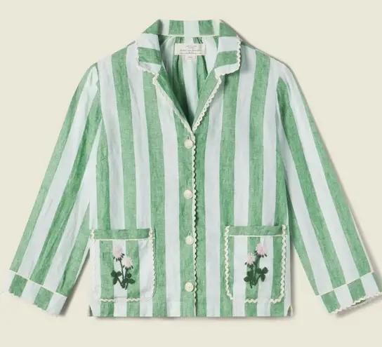 TROVATA Dylan Shirt Jacket Aloe Stripe Size Small Blue