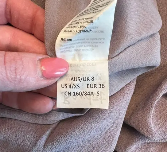 Bardot - Stilla Drape Dress Asymmetrical Long Sleeve Dove Sz 4