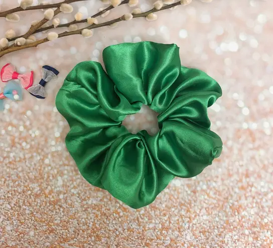 Jumbo Green Satin Scrunchie Oversized Scrunchie Xxl Scrunchie
