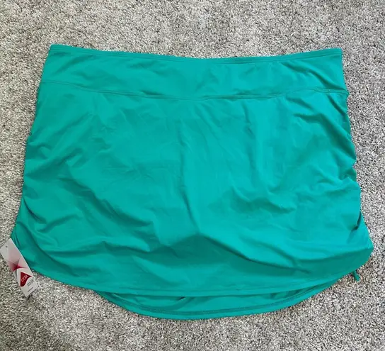 NEW Lands' End Swim Skort Skirt Ruched Swimsuit Bottom Plus Size 24W Green
