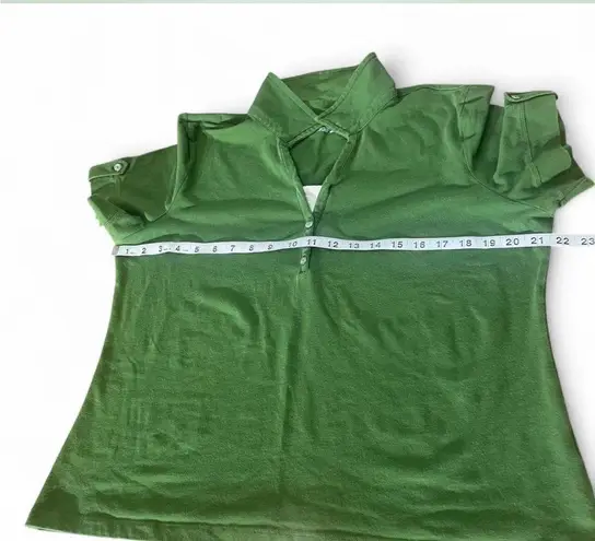 Classic Elements . Green Short Sleeve Polo Blouse with Button Detail, Size XLP