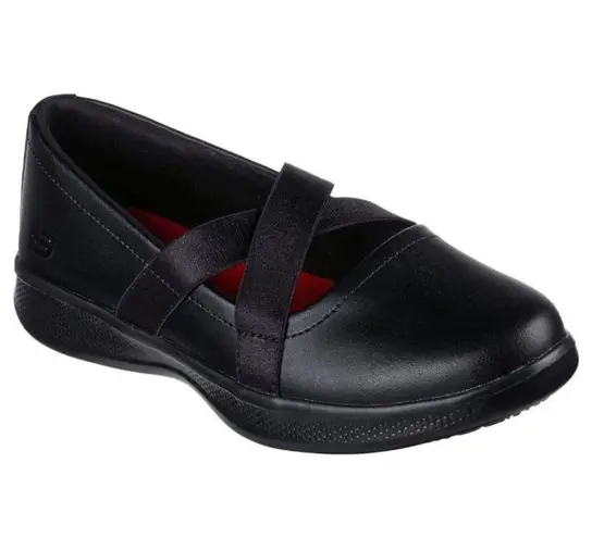 Skechers Leather Work Relaxed Fit Sunrosa Evit Slip Resistant Mary Jane Black 7