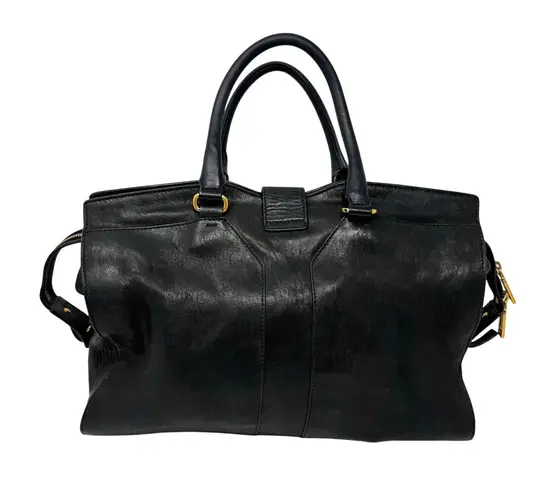 Saint Laurent Yves Vintage Cabas Chyc Y Black Leather Gold Hardware Large