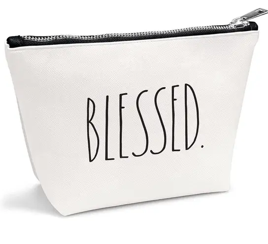 Rae Dunn Cosmetic Blessed Bag for Makeup & Toiletries Zipper Pouch Travel Trendy