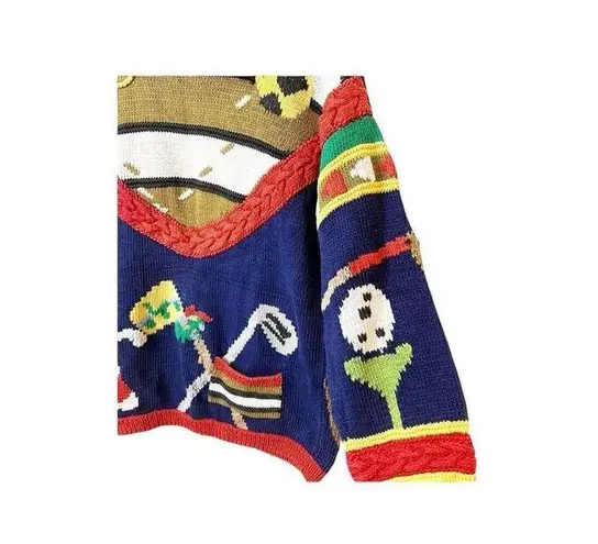 Vintage Britches Sports Handknit Pima Cotton Collared Sweater Golf tennis Blue Size L - Image 7