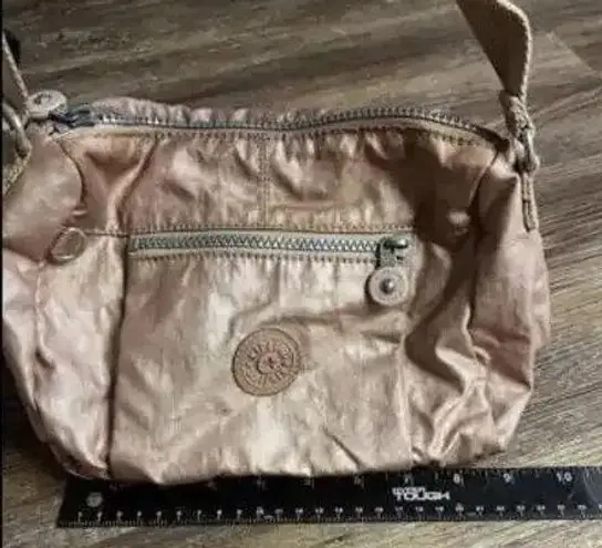 Kipling Reth Crossbody Purse Shoulder Bag Metallic Pink Adjustable Shimmer