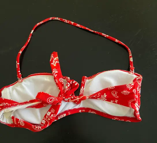 Red Bandana Pattern Bikini Top Size M