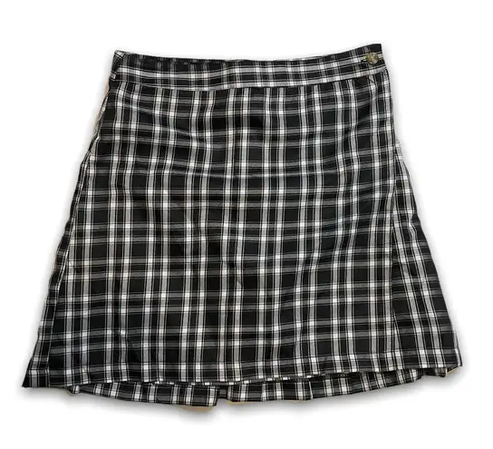 Sim & Sam NWT Black White Plaid Pleated Flat Front Wrap Mini Skirt Sim Sam New Schoolgirl