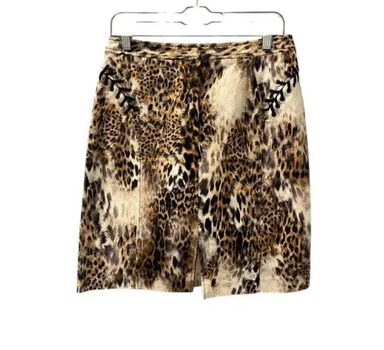 Vintage 90's Betu Sport Leopard Print Cotton Skirt Women's Size 8 Animal Print Brown