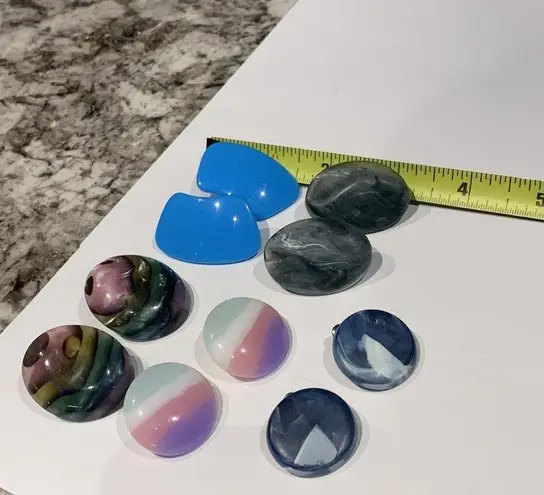 Lot Of 5 Colorful Pierced Costume Earrings Plastic Blue Purple Etc