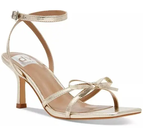 DV Dolce Vita Bow Ankle Strap Sandals Size 8.5 Gold Open Toe Dress Heels