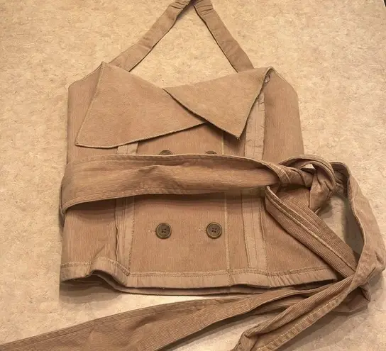 Making the Cut Deconstructed Strapless Corset halter Top size Medium corduroy