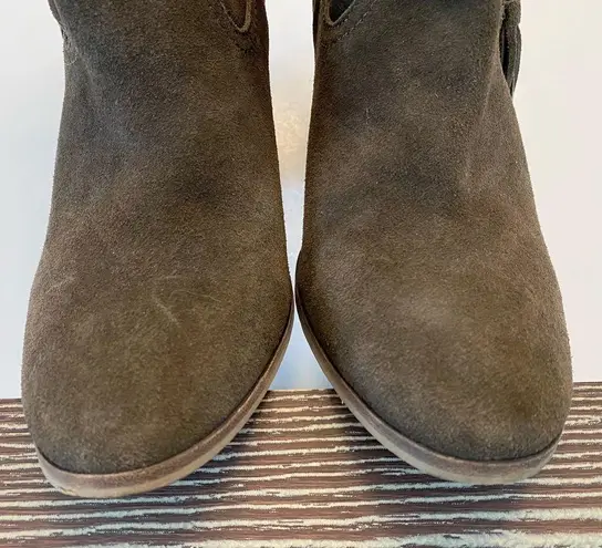 Dolce Vita Melah Western Ankle Boots Booties Tassel Fringe 7.5 Olive Brown Suede Size undefined