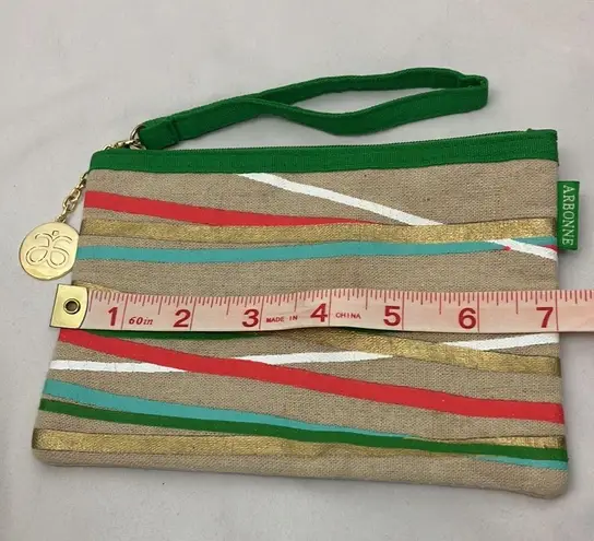 Arbonne Multicolor Wristlet Clutch Pouch Green