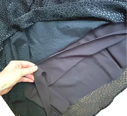 Monique Lhuillier NWOT ML Cap Sleeve Midi Dress in Jet Gold Size 2 Black Glitter