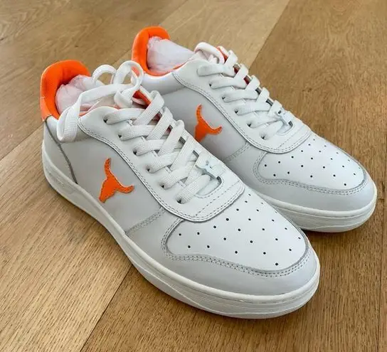 Windsor Smith Universe White Sneakers with Contrast Neon Orange Size 8