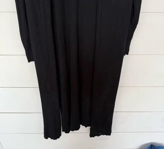 Soft Surroundings Women’s Large Black Ribbed Cardigan Sweater