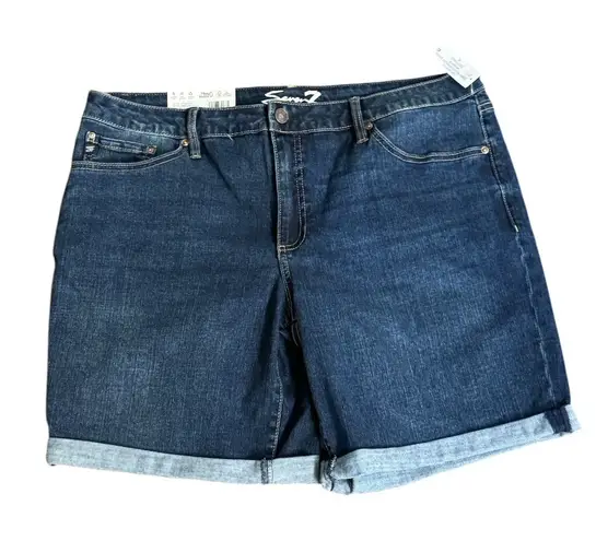 Seven7 Seven Relaxed Bermuda Denim Shorts Size 16 Medium Wash