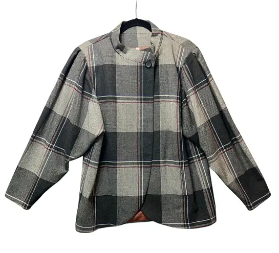 Vintage Peabody House Plaid Wool Blend Jacket Women 11/12 Korea Puff Sleeve Gray Size undefined