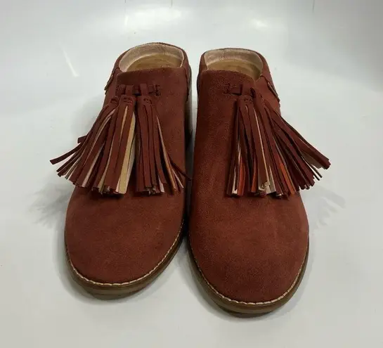 Toms  Leila suede tassel mules block heels size 8.5