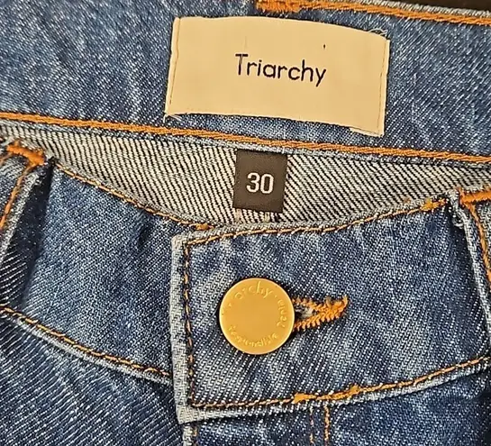 Triarchy ππ Ms. Onassis V High-Rise Wide Leg Jeans ~ Medium Indigo Blue 30 NWT