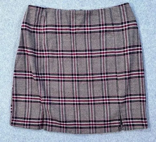 love on a hanger Plaid Flannel Academia Mini Skirt Junior's 5 Tan Brown Slit