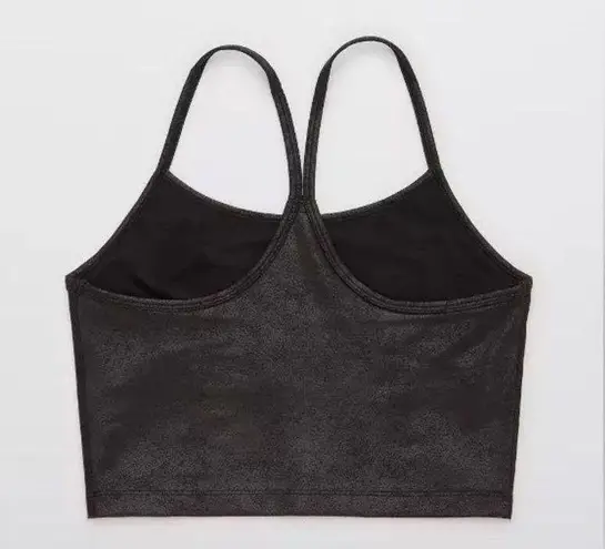 Aerie  Offline The Hugger Crackle Racerback Sports Bra in Black Size S