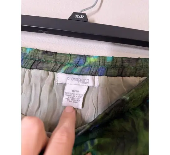 Dressbarn Blue Green Watercolor Pattern Midi Skirt Womens Sz 18/20 Pull On