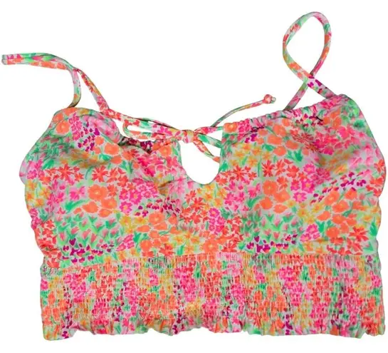 Salt + Cove Juniors Sun Floral Garden Smocked Cami Bikini Swim Top in Neon M NWT Orange Size undefined